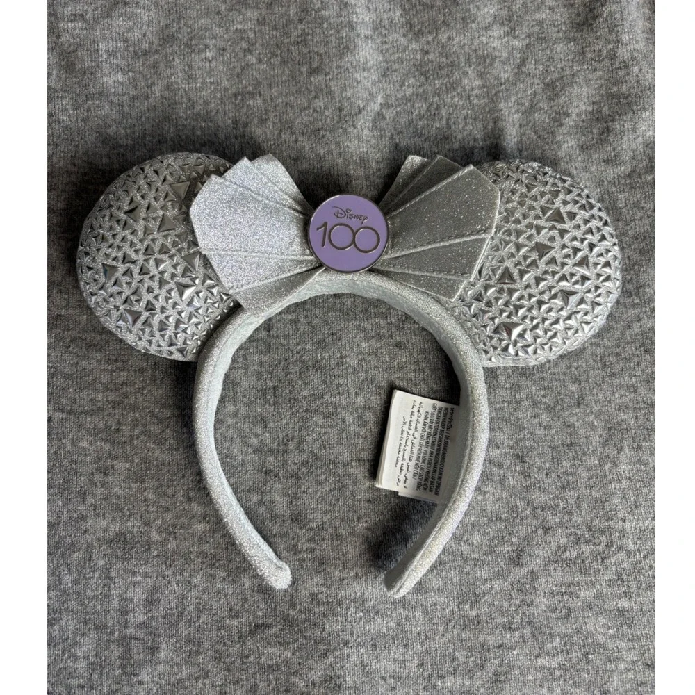Disney 100th Anniversary Cast Member Exclusive Minnie Ears Silver Studded Bow